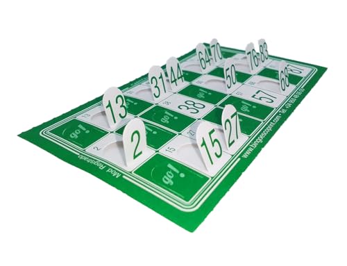 192 Cartones de Bingo troquelados Reutilizables, cartones Bingo troquelados para facilitar la Marca de los números con los Dedos. Cartones Bingo de 90 Bolas. (Verde)