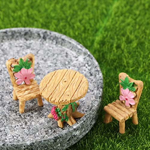 2 juegos casa de muñecas silla de mesa en miniatura de resina accesorios para muebles de hadas jardín mini simulación decoración juguetes al aire libre piezas de suministros de manualidades
