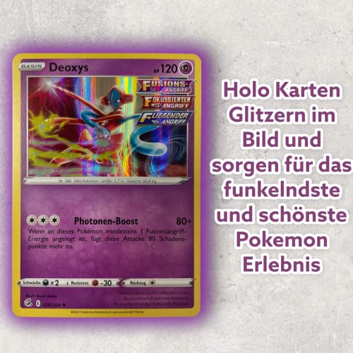 20 cartas de Pokémon originales con purpurina holográfica alemana, raras cartas de Pokémon Holo, diferentes cartas de sets actuales + Heartforcards® protección de envío