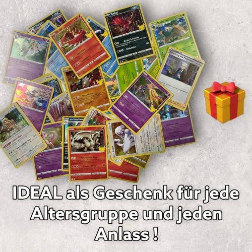 20 cartas de Pokémon originales con purpurina holográfica alemana, raras cartas de Pokémon Holo, diferentes cartas de sets actuales + Heartforcards® protección de envío