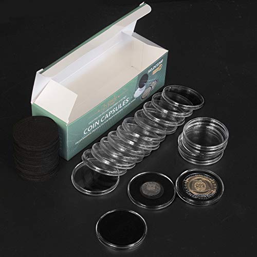 20 Juegos de cápsulas de Monedas de 46 mm con 6 tamaños (20/25/30/35/40/46 mm) Estuche para Monedas con Junta de Espuma Protectora Ajustable para colección de Monedas DC0340