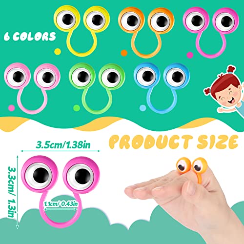 24 Marionetas de Dedo de Ojos Anillos de Ojos Saltones Juguetes Pascua Regalo de Juguete de Anillo de Globo Ocular de Plástico Anillo de Globo del Ojo de Dedo Ondulado para Niños, 6 Colores