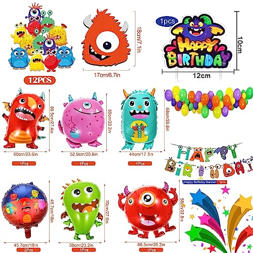 24 Piezas Decoración de Cumpleaños Monstruo, Monster Birthday Decorations Kit, Adecuado para Fiestas de Cumpleaños Infantiles, Decoración de Fiestas Temáticas de Dibujos Animados