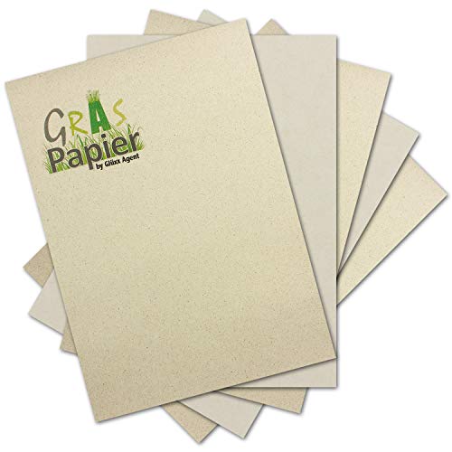 25 cajas de cartón ecológico para manualidades de papel de hierba DIN A4 – muy fuerte papel reciclado de 400 g/m² – Papel ecológico para invitaciones o menús – Agent