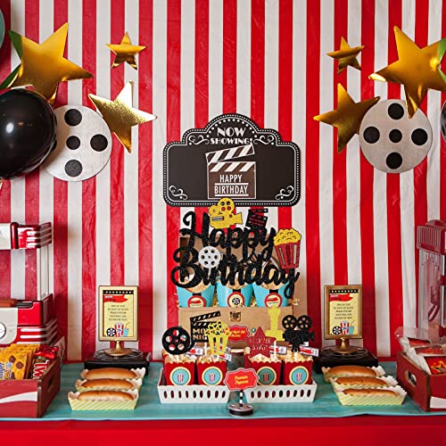 25 Piezas Decoracion Tartas Cumpleaños Película Noche Happy Birthday Cake Topper Temáticas de Películas Cupcake Toppers Decoration Topper Tarta Cumpleaños para Hollywood Tema Bebé Ducha Niños Fiesta
