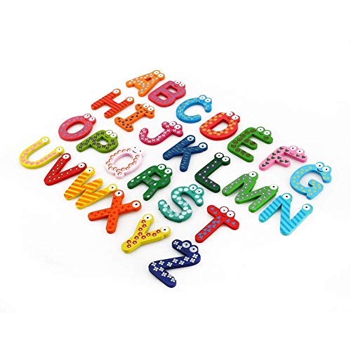 26 Unids A-Z Letras Magnéticas para Nevera de Madera Colorido Alfabeto Mayúsculas Pegatinas Niños Preescolar Ortografía Juguete de Aprendizaje