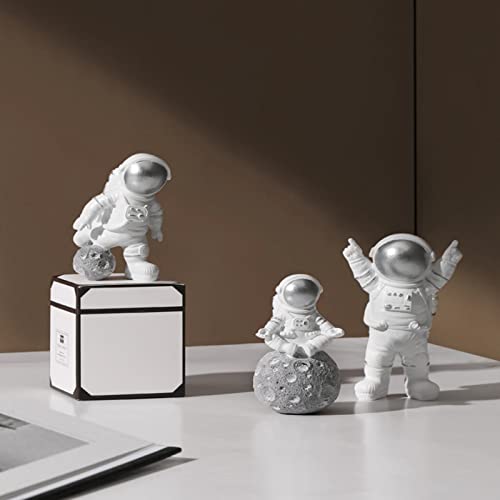 3 Piezas Adornos de Astronauta, Modelo de Figura de Astronauta, Decoraciones de Pastel de Astronauta, Aplicar para Navidad, Decoraciones Cumpleaños de Fiesta(Plata)
