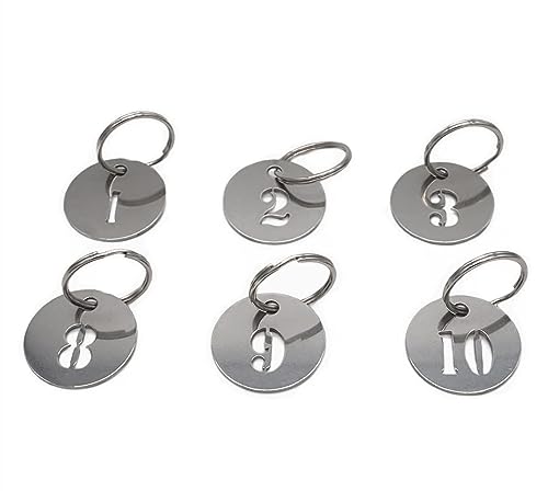 304 Stainless Steel Key Tags with Ring 5 pcs, 25mm Hollowed Number ID Tags Key Chain, Numbered Key Rings - 1 to 5