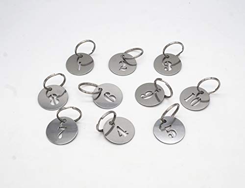 304 Stainless Steel Key Tags with Ring 5 pcs, 25mm Hollowed Number ID Tags Key Chain, Numbered Key Rings - 1 to 5