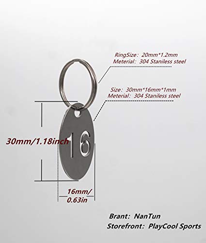 304 Stainless Steel Oval Key Tags with Ring 20 pcs, Hollowed Number ID Tags Key Chain, Numbered Key Rings - 1 to 20