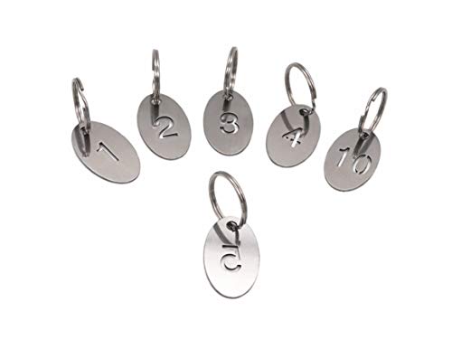 304 Stainless Steel Oval Key Tags with Ring 20 pcs, Hollowed Number ID Tags Key Chain, Numbered Key Rings - 1 to 20