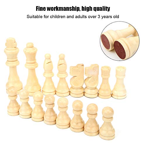 32PCS Piezas de ajedrez internacionales de madera sin tablero, Torneo internacional de piezas de ajedrez portátiles Juego de juego de mesa de entretenimiento