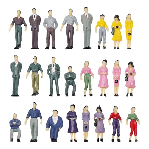 50 Figuras de Personas sentadas de pie, Figuras de Pasajero pequeñas pintadas, Escala 1:50, con diseño de Tren de 6 Bancos para escenas de Trenes de Tren en Miniatura