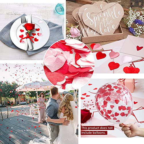 6000 unidades de confeti para bodas, 2,5 cm, confeti con forma de corazón, color rojo, rosa y blanco para globos, corsiones, día de San Valentín, decoración de mesa, cumpleaños, decoración de mesa