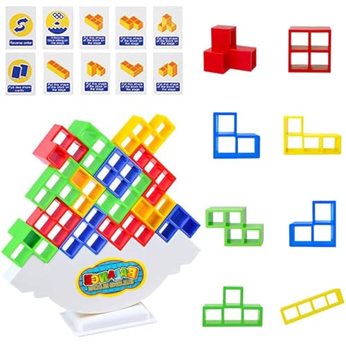 64 Piezas Tetra Tower Balance Blocks Tetris Game,Juegos Apilables,Tetris Block Game,Bloques de Tetris,Juegos de Equilibrio,Juguete de Apilamiento de Equilibrio