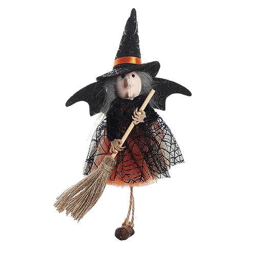 Aartian Muñecas de Brujas para Halloween - Bruja Animada Colgante en Palo de Escoba | Figura de Mago colgado, Colgante de muñecas de decoración de Halloween, Decoraciones caseras de Vacaciones