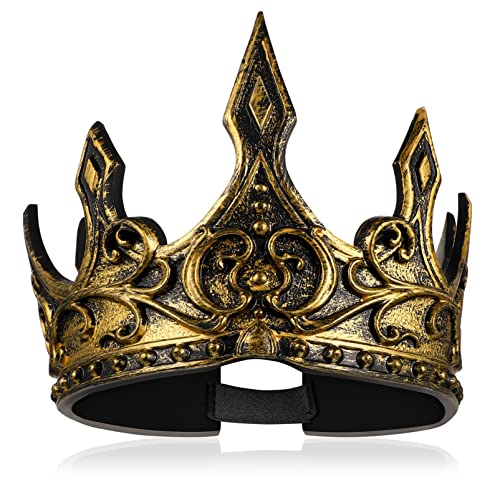 ABOOFAN Royal King Medieval King Headband Vintage Gold King Medieval Kostüm Metal Grandes Tiaras para noble, duque,carnaval Cosplay Party Favors Escenario Halloween 35cm