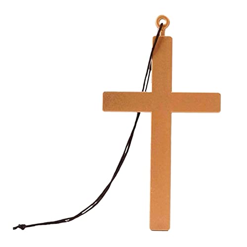 Acan Pack de 3 cruces de plástico para halloween, disfraz, carnaval, fiestas, colgante de cruz de sacerdote, color dorado, dimensiones 13 x 24 x 1 cm (Único, Cruz x 3)