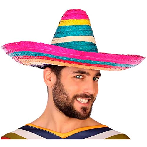 Acan Tradineur - Pack de 2 clásicos sombreros mexicanos multicolor para jóvenes y adultos. Carnaval, halloween y celebraciones. Tamaño: 50 x 20 cm