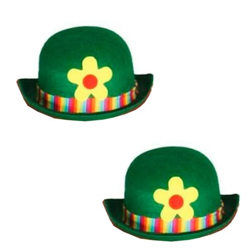 Acan Tradineur - Pack de 2 sombreros bombín de payaso de fieltro para jóvenes y adultos, carnaval, Halloween y celebraciones - 14 x 24 x 31,5 cm - Color Aleatorio