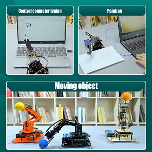 Adeept Kit de Brazo de Robot 5-DOF programable Stem Educativo 5 Ejes Robot Brazo con Pantalla OLED DIY Robot Modelo Buliding Kit Compatible con Arduino IDE(Naranja)