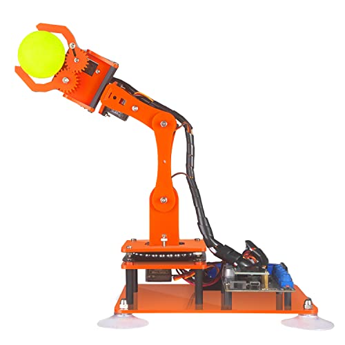 Adeept Kit de Brazo de Robot 5-DOF programable Stem Educativo 5 Ejes Robot Brazo con Pantalla OLED DIY Robot Modelo Buliding Kit Compatible con Arduino IDE(Naranja)