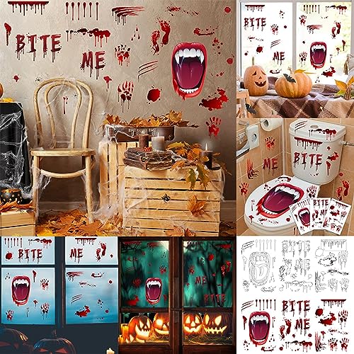 Adhesivo decorativo para pared de Halloween con manchas de sangre, para decoración de pared, para paredes y suelos, color rojo, talla única