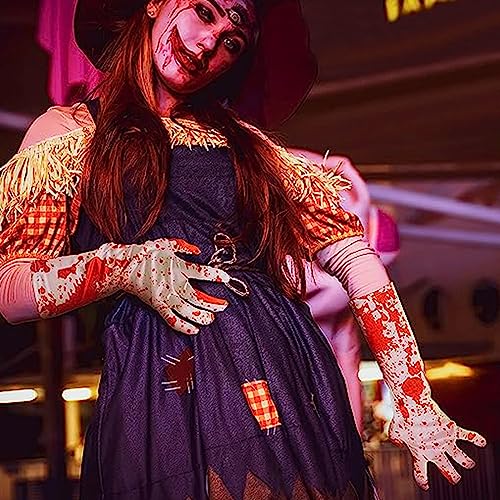 ADMAY Disfraz de Halloween para mujer, disfraz de bruja pirata, guantes de Halloween, atmósfera espeluznante, decorado, guantes de sangre, calcetines de sangre, disfraz de fiesta, disfraz de noche con