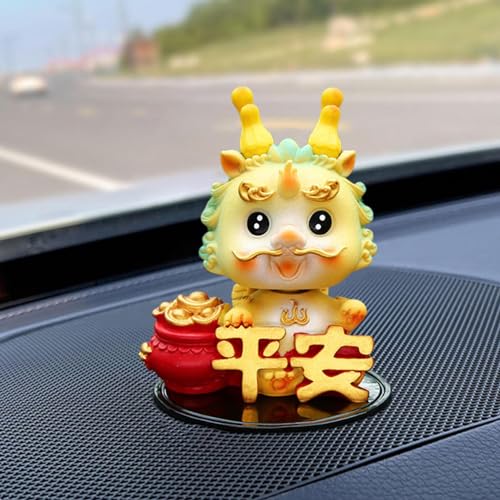 Adorno de mascota del año del dragón, decoración de consola central de coche de dragón del zodiaco chino de 3 pulgadas, crea un ambiente festivo con símbolo de buena suerte o seguridad