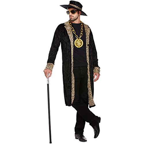 Adults ADULT BLACK LEOPARD PIMP SUIT MENS FANCY DRESS COSTUME PARTY OUTFIT COWBOY HAT (disfraz)