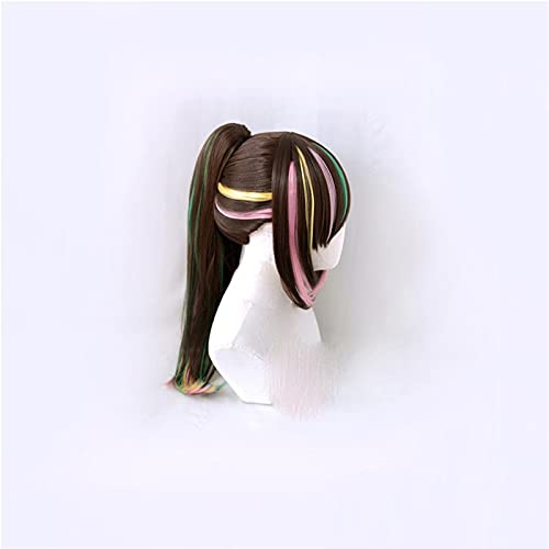 AHJSN Se aplica a las pelucas de Anime Kizuna Ai Cosplay Youtuber 1st Live Hello World 65 cm de largo con cola de caballo sintética Perucas + red gratuita