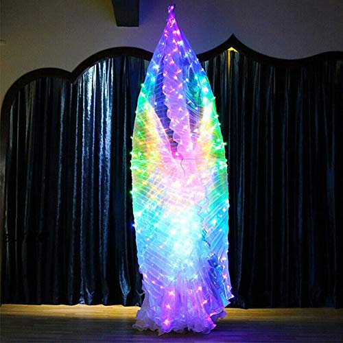 Alas LED para mujer, alas de hadas, barra danza del vientre, iluminación de escenario, rave 360 grados, accesorios de rendimiento LED alas de baile Butterfly alas capa de danza alas de isis (colorido)