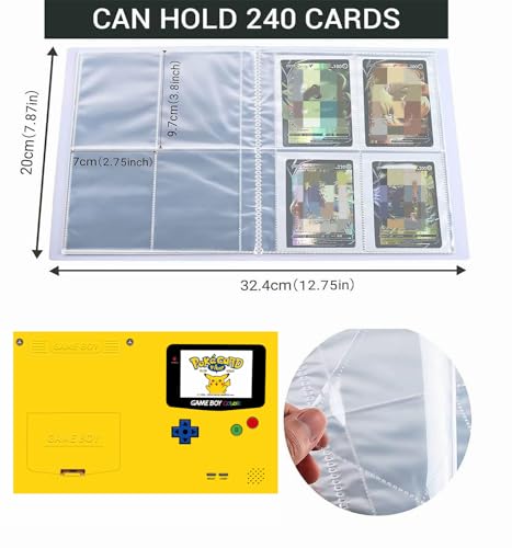 Album para Cartas Pokemon, Álbum de Tarjetas Coleccionables, 4 Bolsillos por 30 Páginas Con Capacidad para 240 Cartas