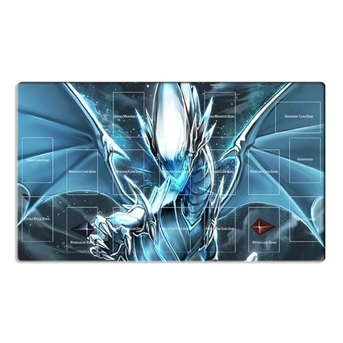 Alfombrilla de juego Mlikemat con ojos azules, diseño de dragón blanco OCG TCG con zonas + bolsa gratis