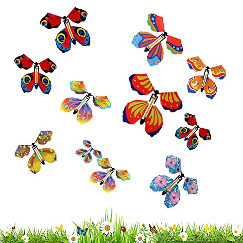 Allazone Mariposas Voladoras, 40 Pz Flying Butterfly Toy Mariposas Mágicas Mariposas Mágicas con Cinta de Goma para Cmpleaños, Aniversario, Tarjeta de Boda, Regalo