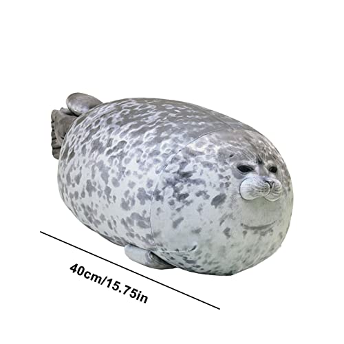 Almohada de felpa con foca grande, almohada con foca regordeta, juguete de animales de peluche de algodón suave, muñeco de foca oceánica de peluche suave y realista, muñecas de regalo de cumpleaños