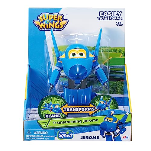 Alpha Animation & Toys Super Wings YW710230 Transforming Jerome Flugzeug, color negro, azul , color/modelo surtido