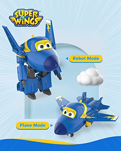 Alpha Animation & Toys Super Wings YW710230 Transforming Jerome Flugzeug, color negro, azul , color/modelo surtido