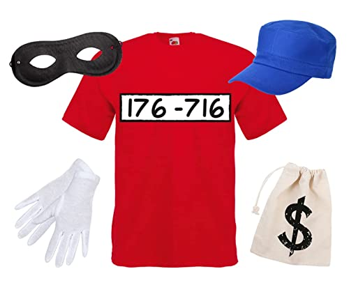 Alsino Disfraz de cascanueces, disfraz de fanático, juego de gorra, guantes, ladrón de bancos, disfraz (S)