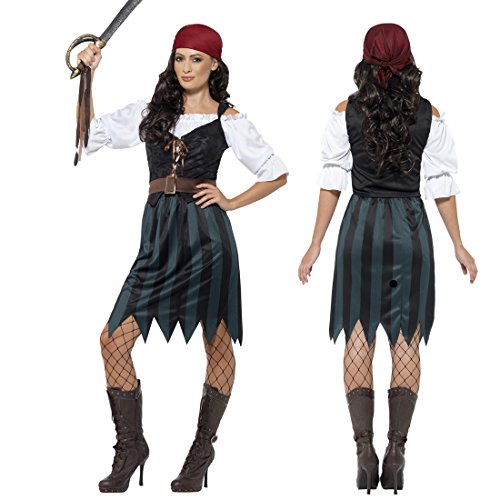 Amakando Traje corsaria Disfraz Pirata Mujer M 40/42 Vestimenta saqueadora Novia corsario Carnaval Atuendo bucanera Outfit bucanero Mujer