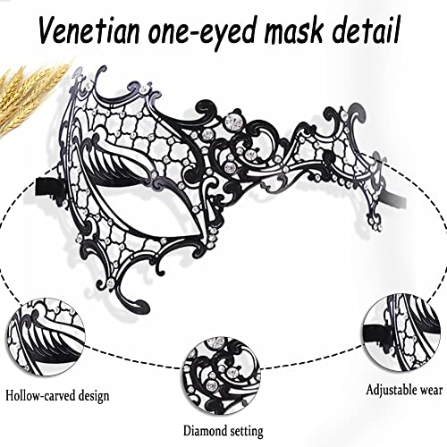 AMFSQJ Metal Máscaras Venecianas Masquerade Vendas de Metal Máscaras Venecianas de Carnaval Masquerade