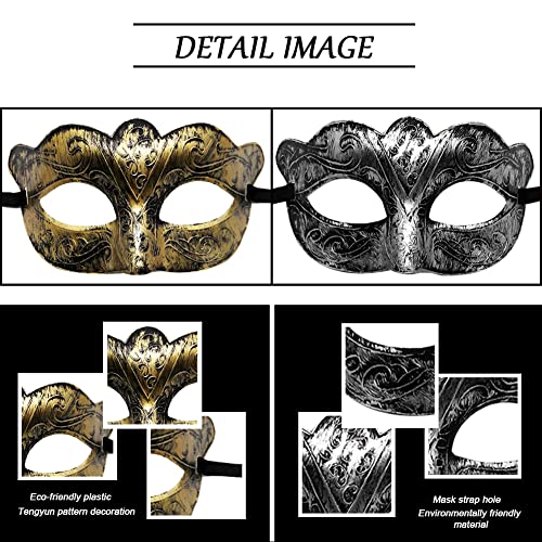 AMFSQJ Par de Máscaras Venecianas Masquerade Vendas de Metal, Máscaras Venecianas de Carnaval Masquerade