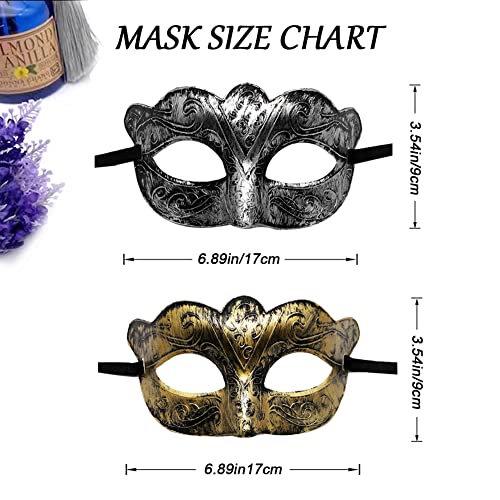 AMFSQJ Par de Máscaras Venecianas Masquerade Vendas de Metal, Máscaras Venecianas de Carnaval Masquerade