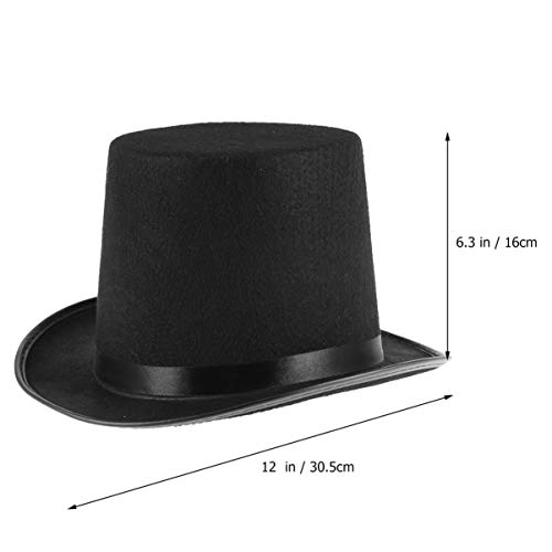 Amosfun - Sombrero cilíndrico Lincoln, Sombrero de Magia, Sombrero de Danza para Disfraz, Sombrero de Fiesta para Hombres y Mujeres (Negro), Bebé - niño, Negro, Medium