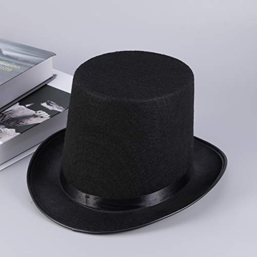 Amosfun - Sombrero cilíndrico Lincoln, Sombrero de Magia, Sombrero de Danza para Disfraz, Sombrero de Fiesta para Hombres y Mujeres (Negro), Bebé - niño, Negro, Medium