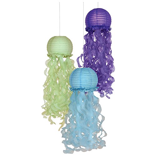 amscan 242193 - Linternas colgantes de medusas de fiesta de sirena - Paquete de 3