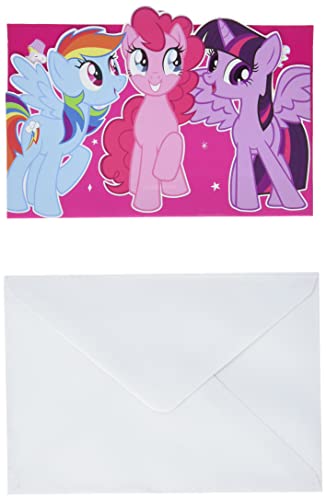 amscan 9902515 My Little Pony - Tarjetas de invitación con sobres, 8 unidades, tamaño 11,3 x 16 cm, invitación, caballo, unicornio, cumpleaños, fiesta temática