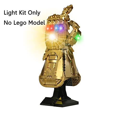 ANGFJ Kit de iluminación LED para Lego Infinity Gauntlet Thanos juego de luces de mano derecha compatible con Lego Infinity Stones 76191 Lego Infinity Gauntlet Light Kit (no incluye juego Lego)