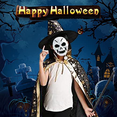 Anzmtosn Disfraces de Halloween Capa de mago de bruja con sombrero Capa de mago para niños Disfraz de fiesta para niños Capa de cosplay Juego de roles Vestir para niños Niños Niñas Azul