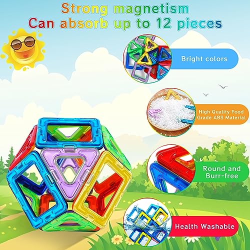 AOUVT 40 Pcs Bloques de Construcción Magnéticos,Juego de Juguetes Magnéticos para Niños, Juguetes Educativos de Las Unidades de Creación del Regalo de Cumpleaños para los Niños Mayores de 3 Años